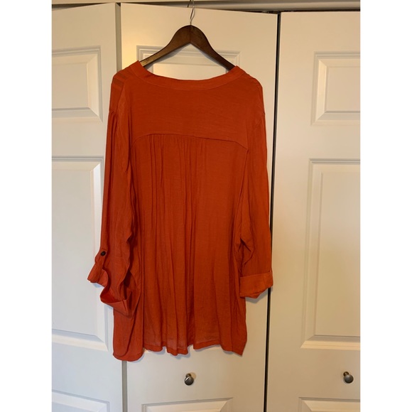 NWT, Avenue, Orange Blouse w Pockets, Size 30-32 - Picture 2 of 8
